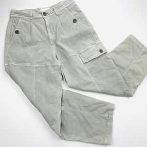 by Anthropologie Pleated Cargo Pants Women's 28 Pale Green Cropped Baggy